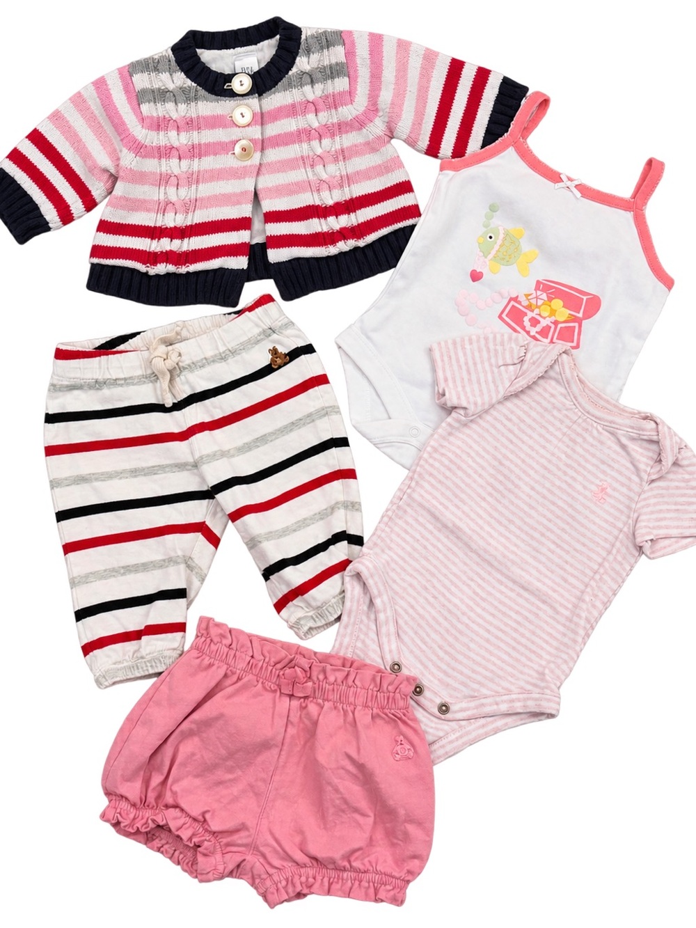 Baby Gap 0-3M 5-Piece Baby Girl Lot Cardigan Bodysuits Pants Bloomers